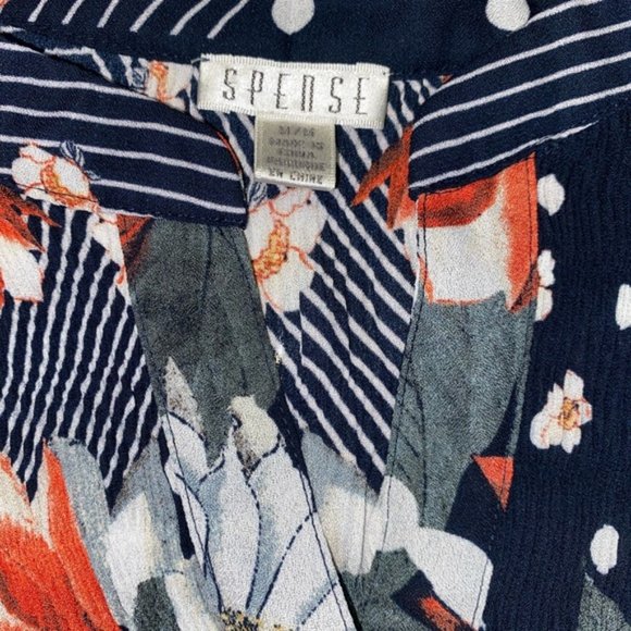 ✨2/$15 Spense Medium Black sheer floral blouse - Picture 9 of 9